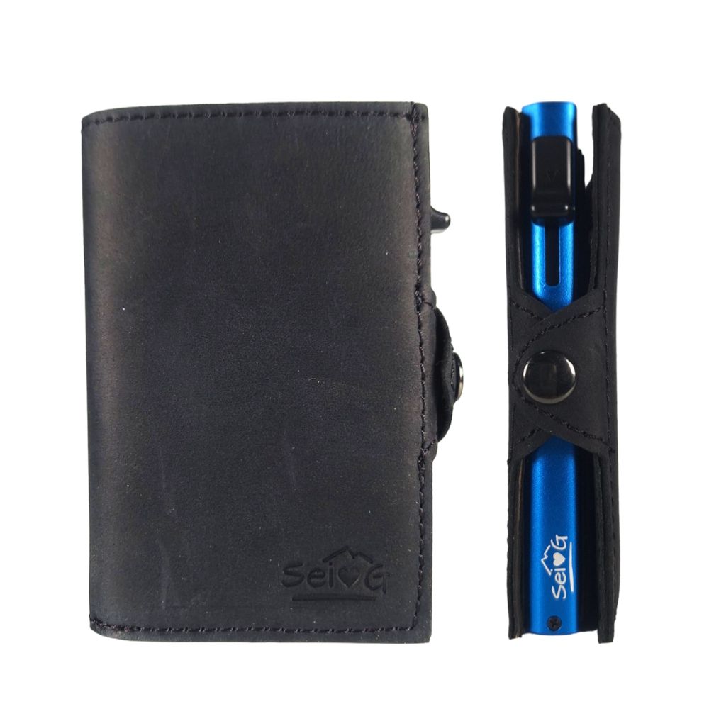 Portacarte safe magnetic royal con custodia in pelle nera - Sei♥G
