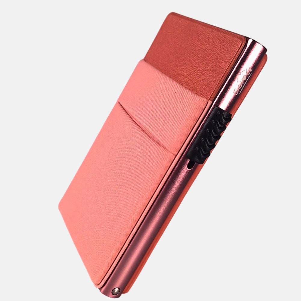 Sei G portacarte in alluminio rosa con tasca elastica - Sei♥G