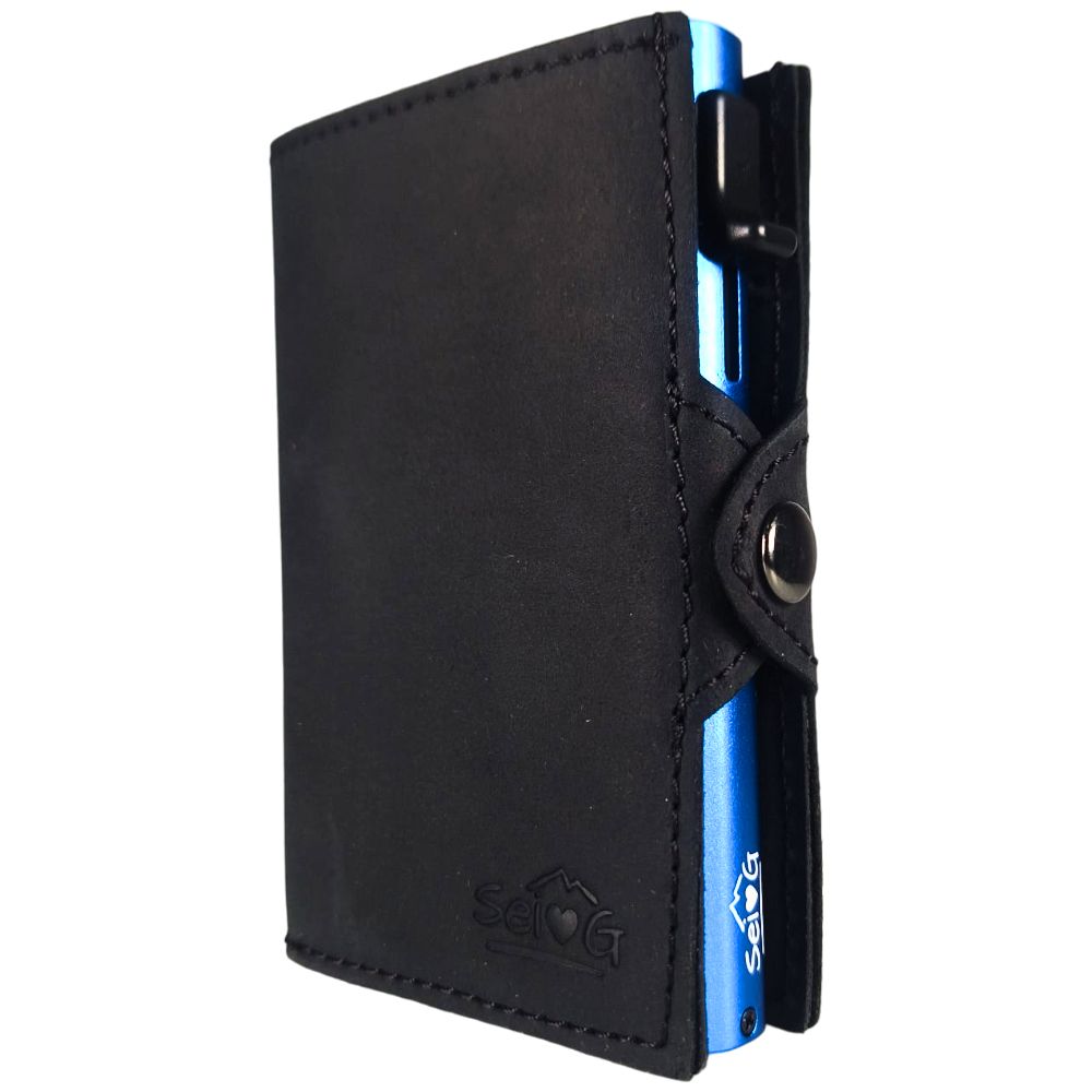 Portacarte safe magnetic royal con custodia in pelle nera - Sei♥G