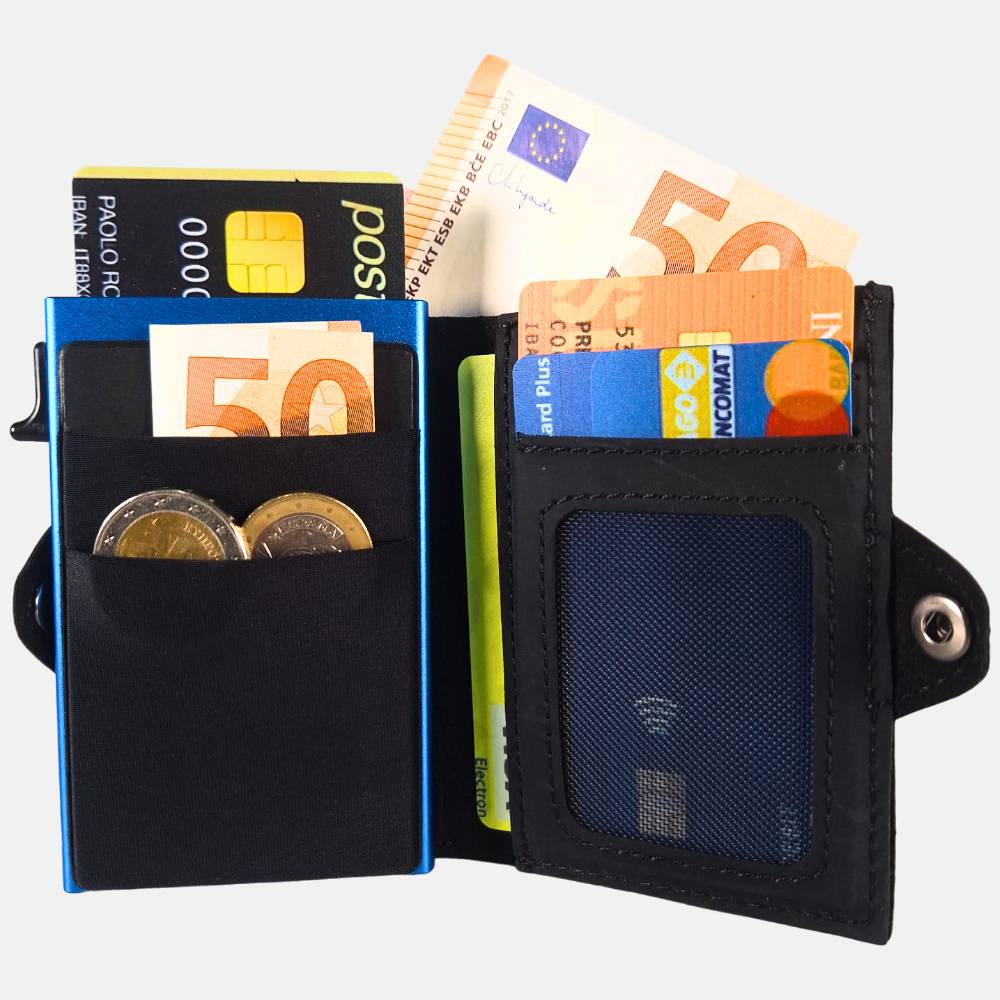 Portacarte safe magnetic royal con custodia in pelle nera - Sei♥G