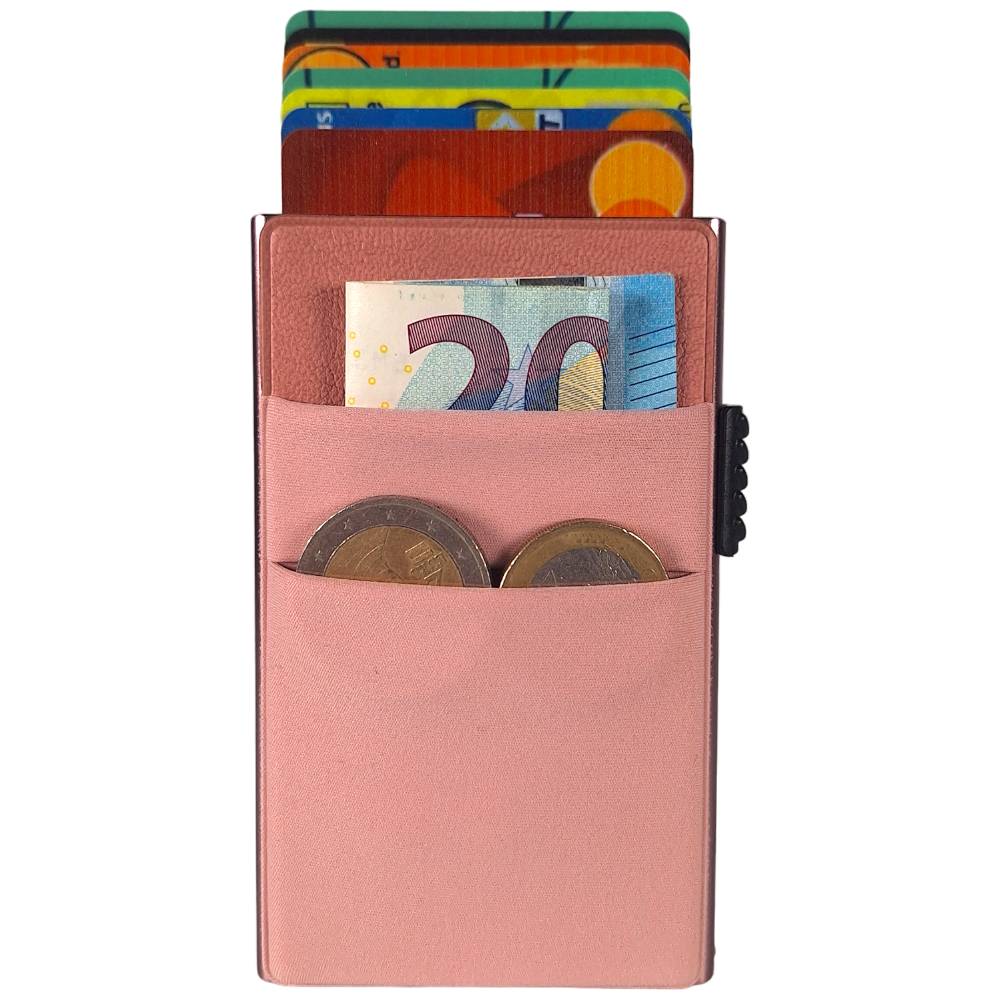 Sei G portacarte in alluminio rosa con tasca elastica - Sei♥G