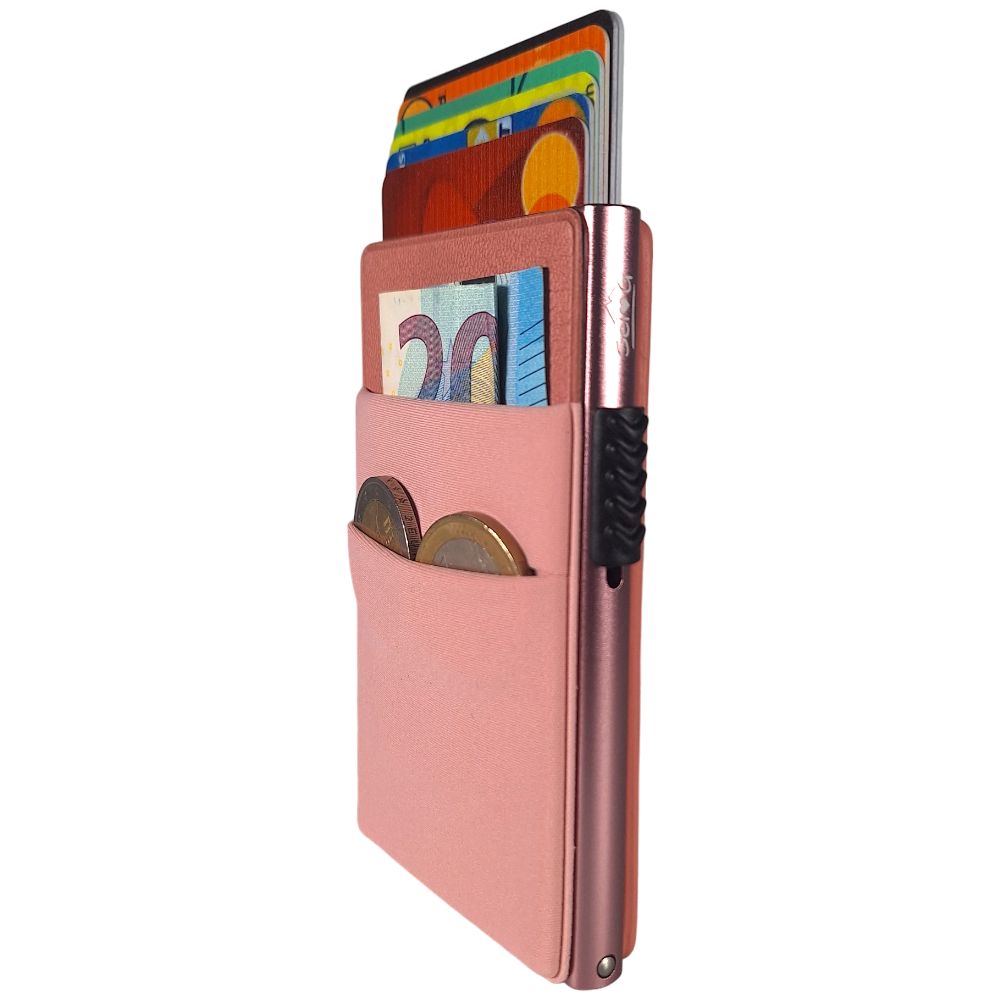 Sei G portacarte in alluminio rosa con tasca elastica - Sei♥G