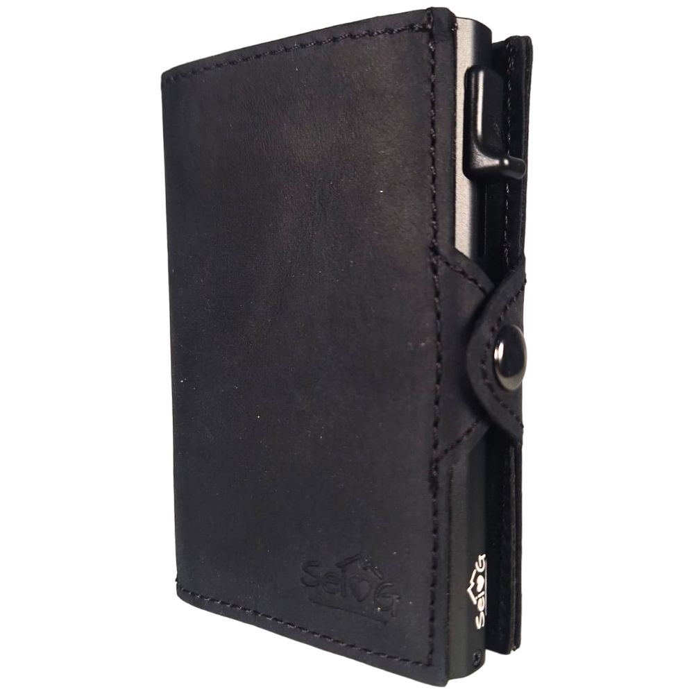 Portacarte safe magnetic nero con custodia in pelle nera - Sei♥G