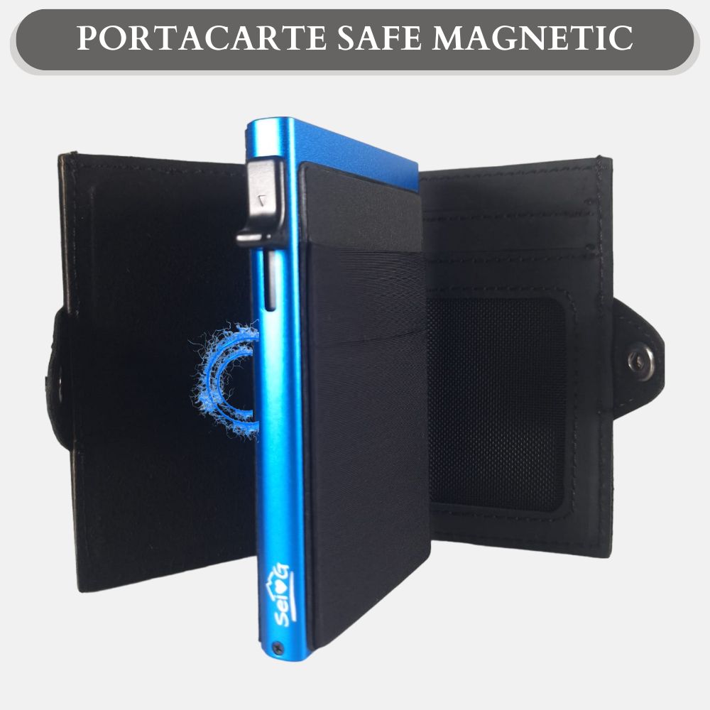 Portacarte safe magnetic royal con custodia in pelle nera - Sei♥G