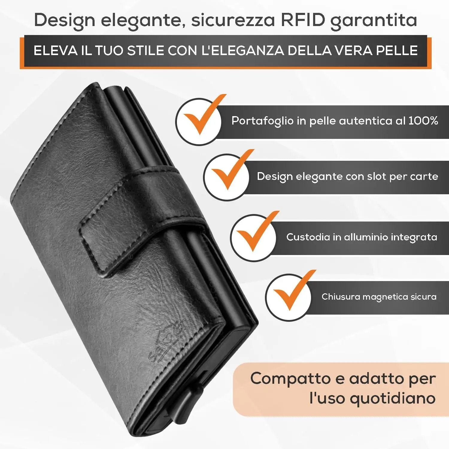 Portafoglio uomo portacarte nero blocco RFID - Sei♥G