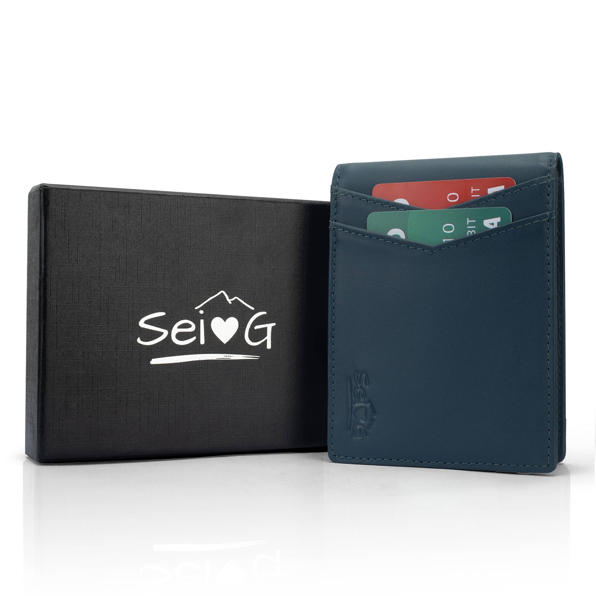 Portafoglio uomo slim blu portacarte RFID - Sei♥G