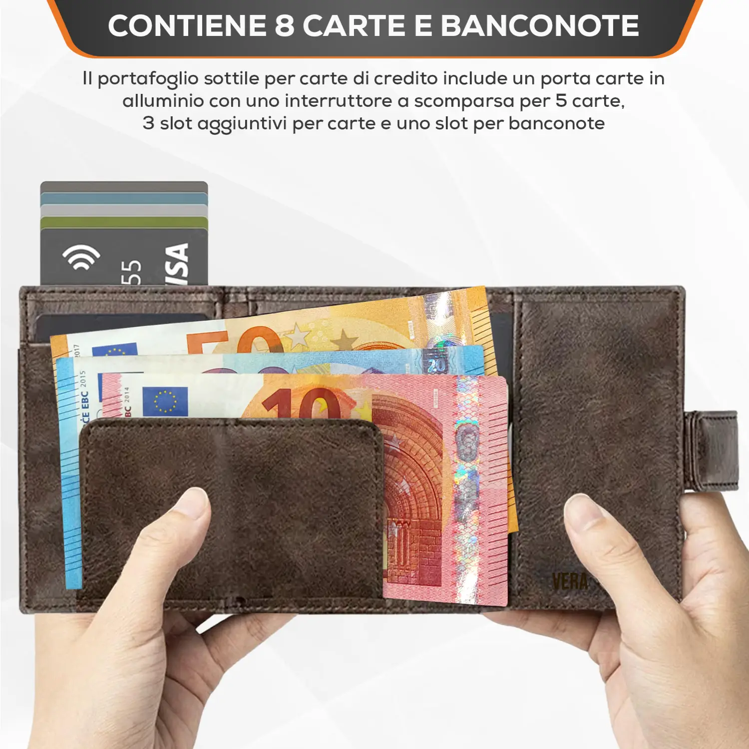 Portafoglio uomo portacarte marrone blocco RFID - Sei♥G