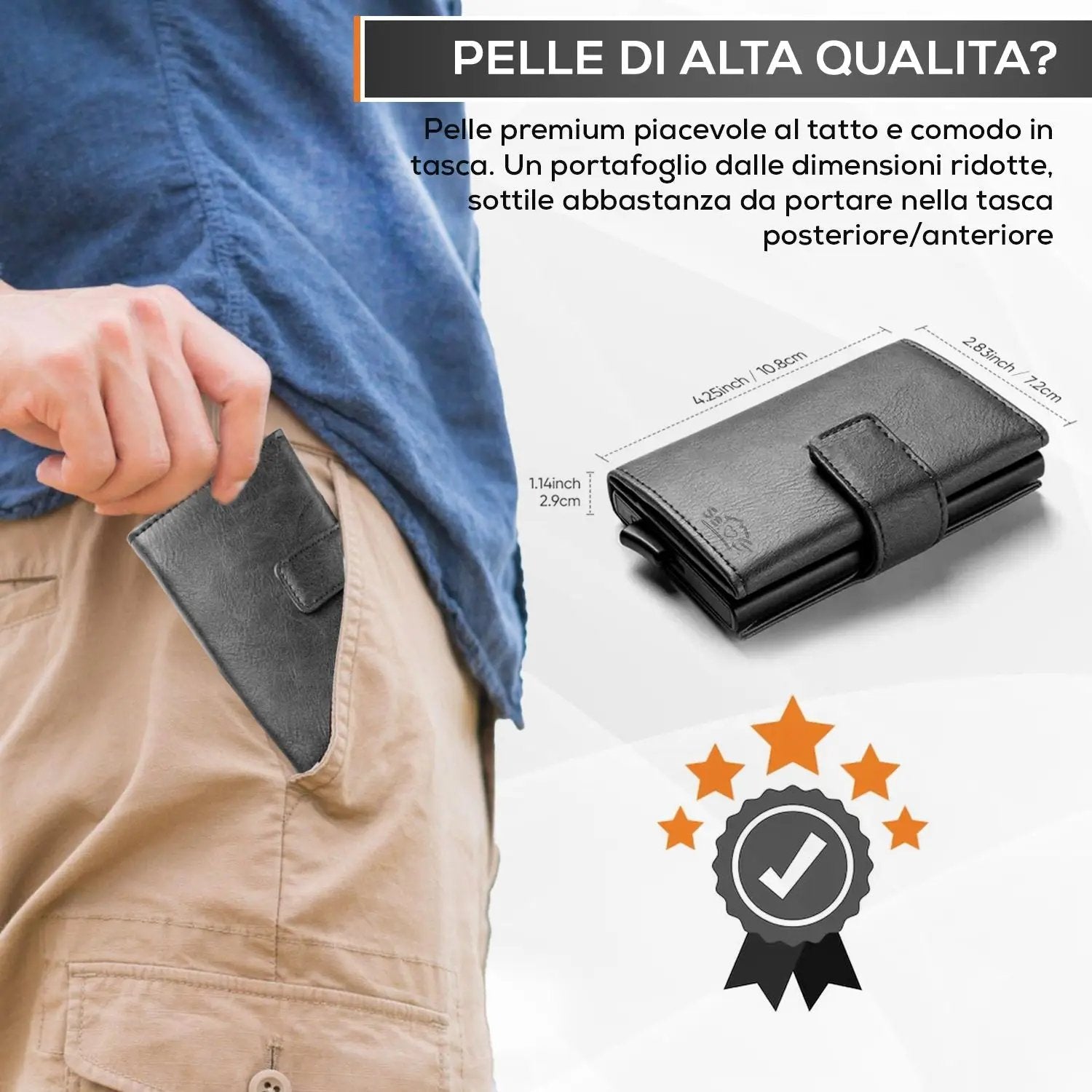 Portafoglio uomo portacarte nero blocco RFID - Sei♥G