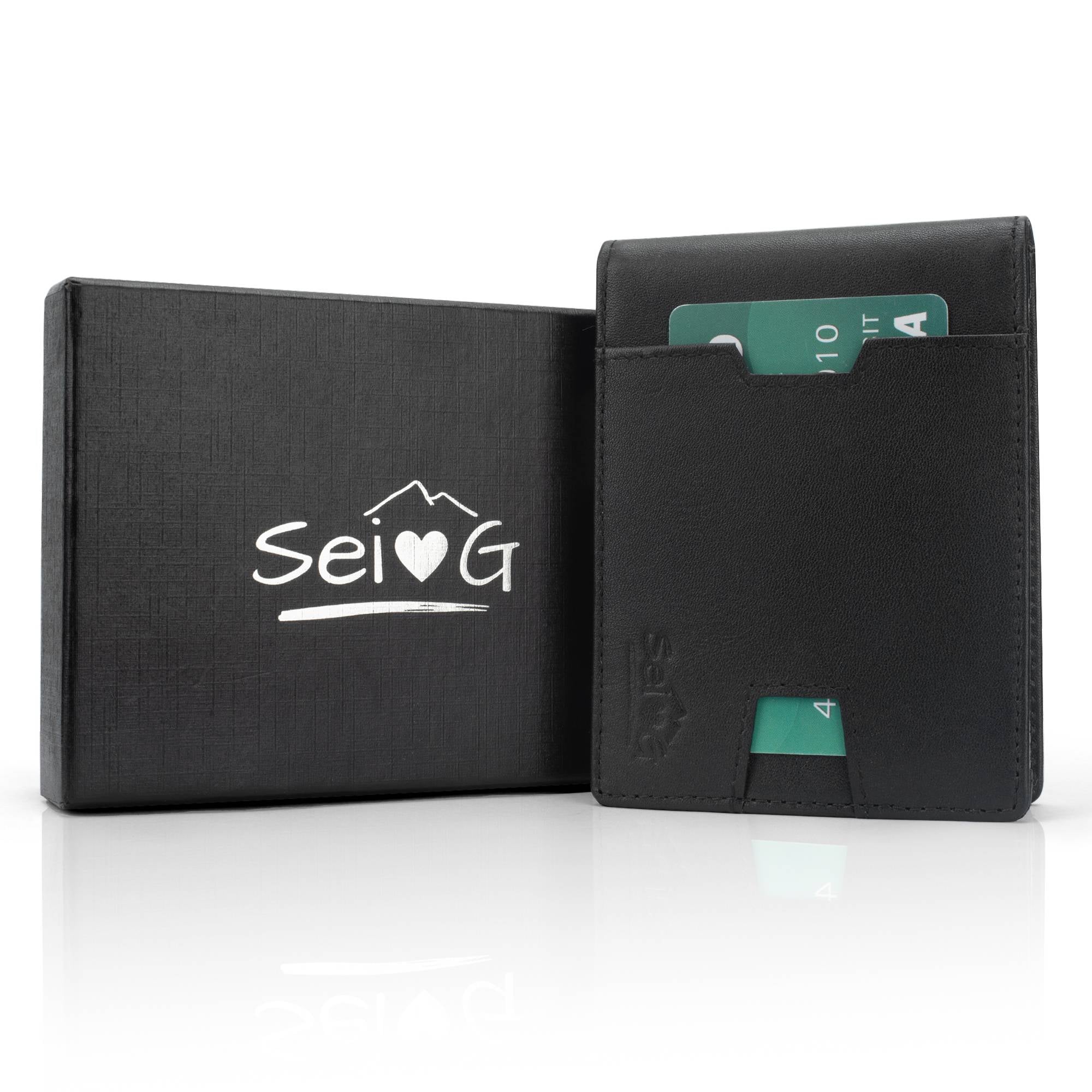 Portafoglio uomo slim nero portacarte RFID - Sei♥G
