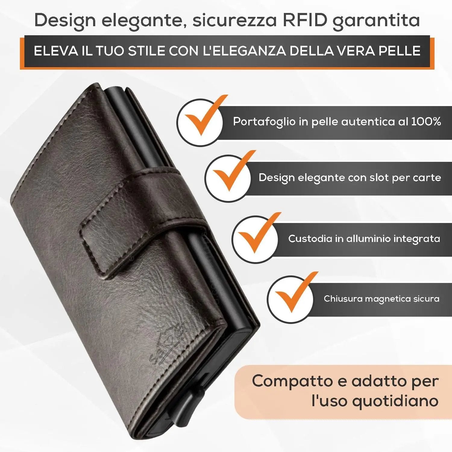 Portafoglio uomo portacarte marrone blocco RFID - Sei♥G