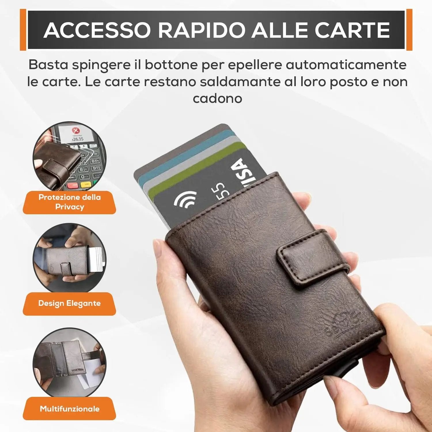 Portafoglio uomo portacarte marrone blocco RFID - Sei♥G