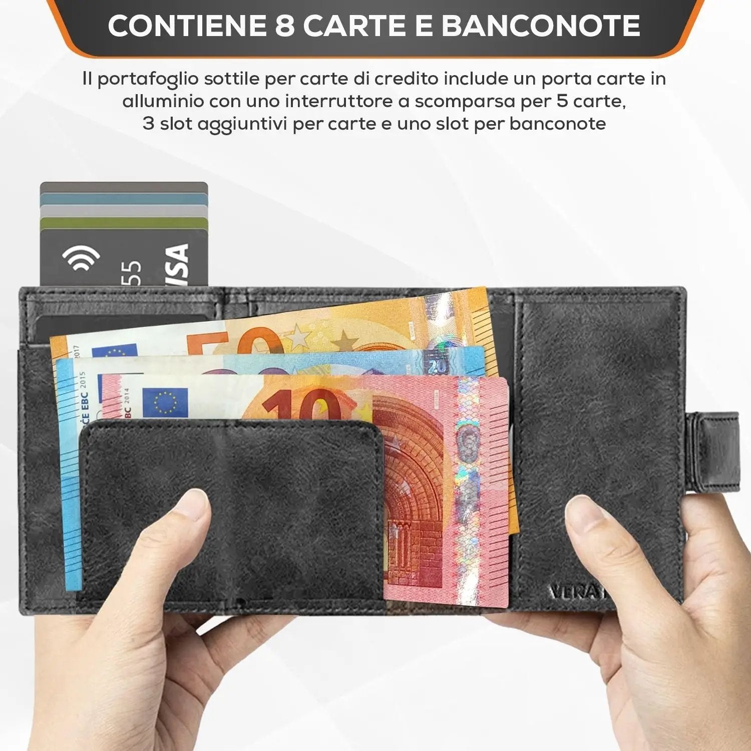 Portafoglio uomo portacarte nero blocco RFID - Sei♥G