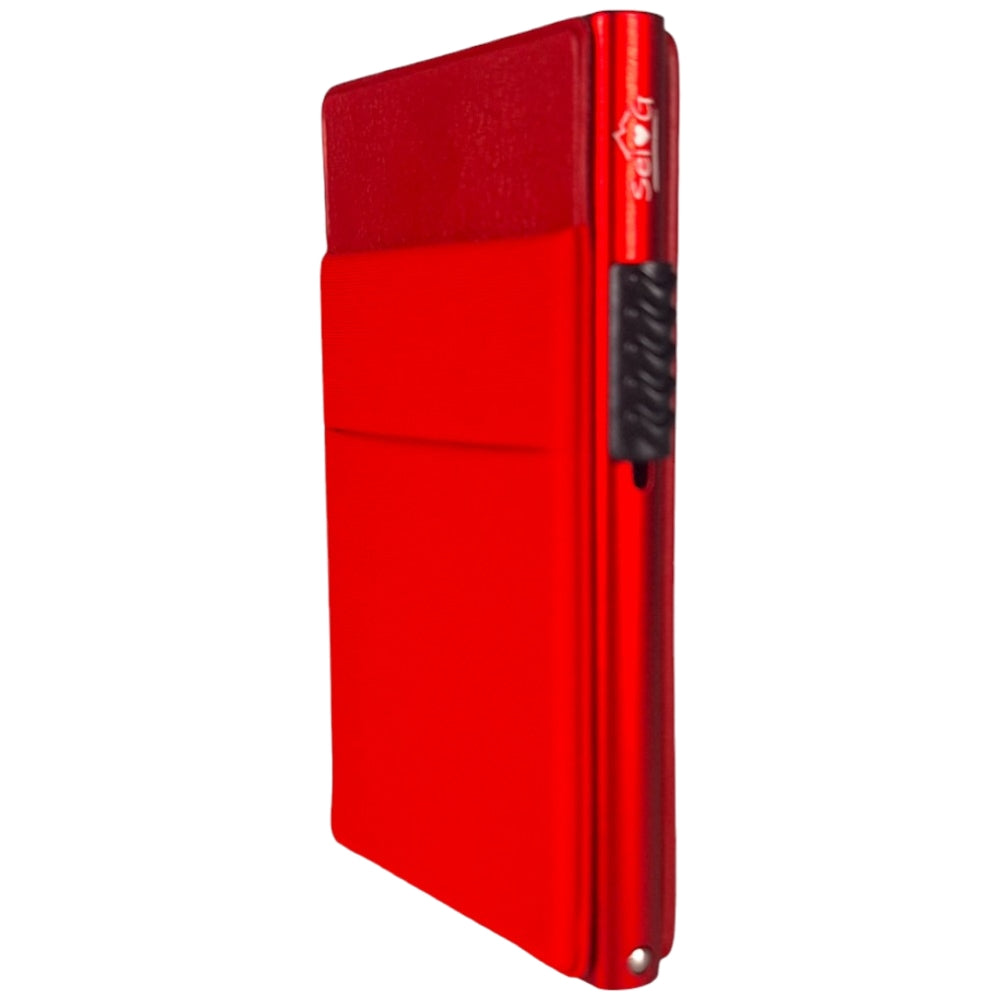 Sei G portacarte in alluminio rosso con tasca elastica - Prodotti di Classe