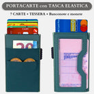 Sei G portacarte in alluminio verde con tasca elastica - Prodotti di Classe