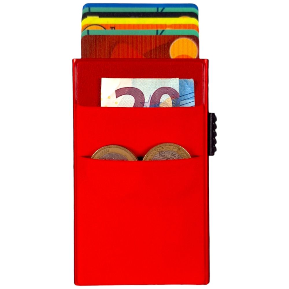 Sei G portacarte in alluminio rosso con tasca elastica - Prodotti di Classe
