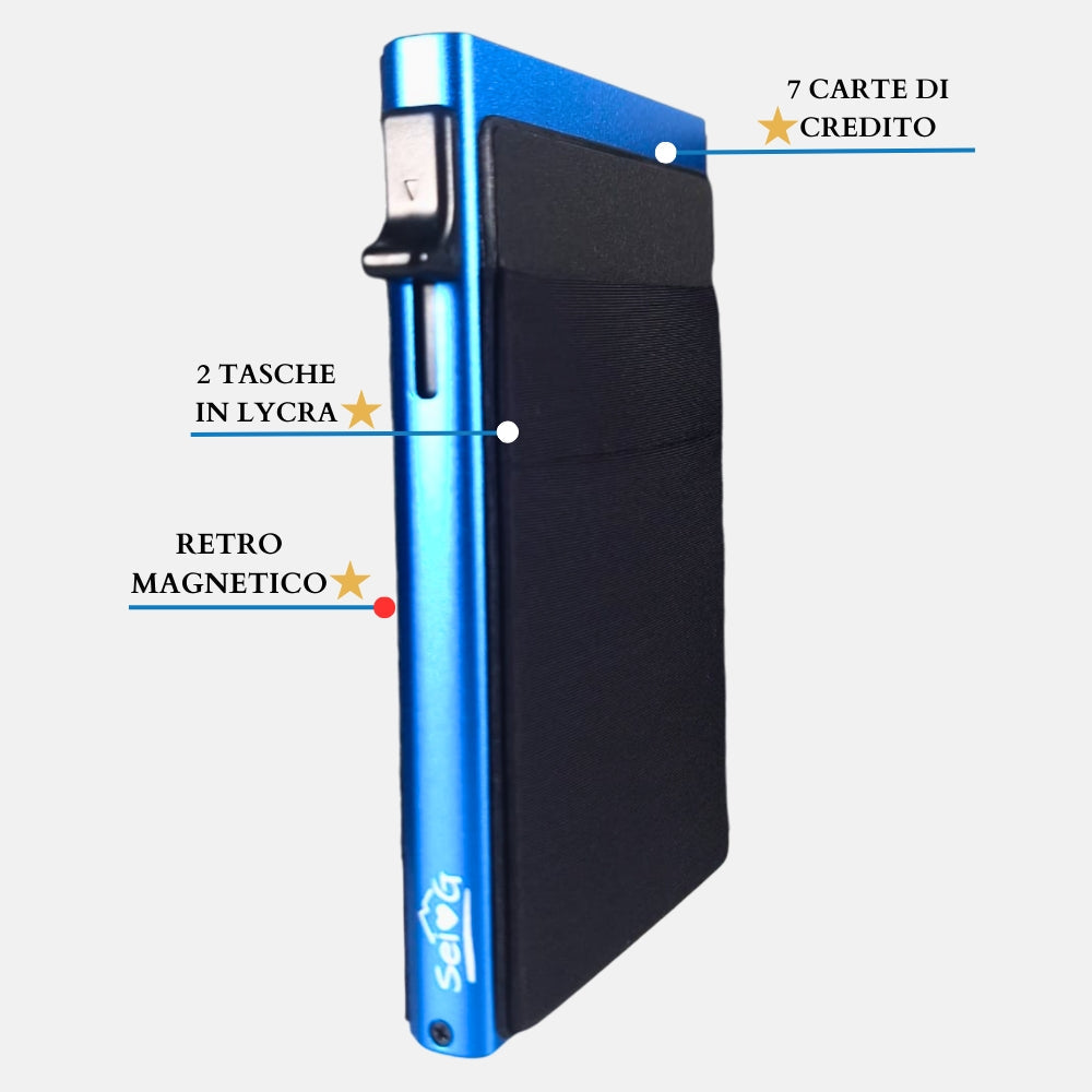 Portacarte safe magnetic royal con custodia in pelle nera - Sei♥G