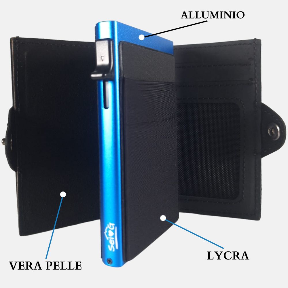 Portacarte safe magnetic royal con custodia in pelle nera - Sei♥G