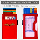 Sei G portacarte in alluminio rosso con tasca elastica - Prodotti di Classe