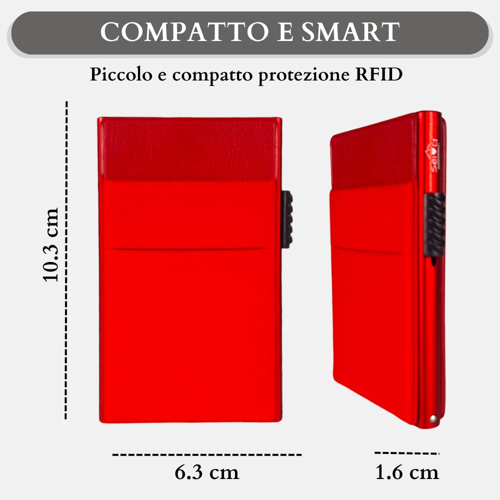 Sei G portacarte in alluminio rosso con tasca elastica - Prodotti di Classe