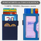 Sei G portacarte in alluminio blu con tasca elastica - Prodotti di Classe