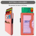 Sei G portacarte in alluminio rosa con tasca elastica - Sei♥G